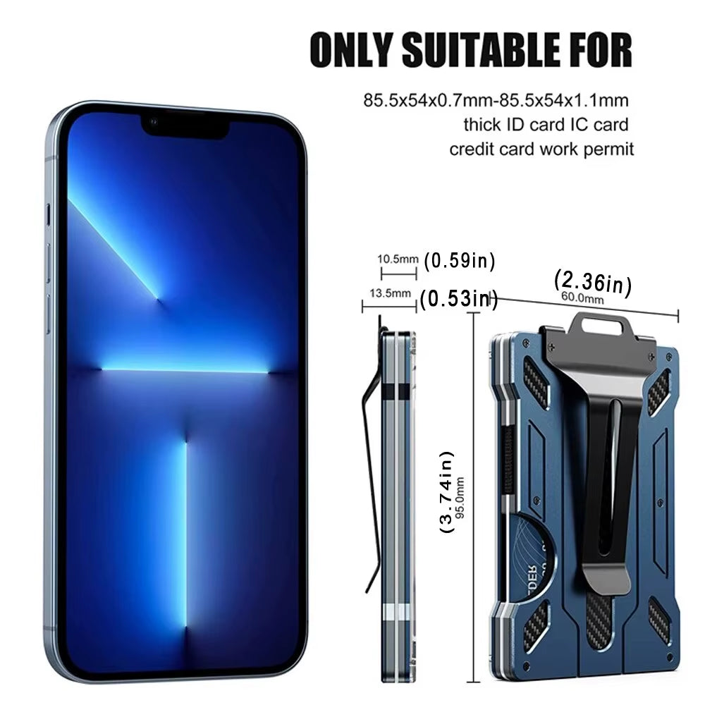 Wallet for Men Outdoor Card Holder Practical Tactical Magsafe Aluminum Fashion Mini Smart Magic Wallet Holds up 15 Cards