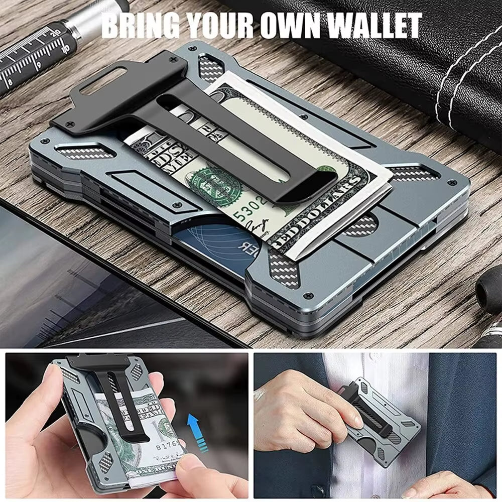 Wallet for Men Outdoor Card Holder Practical Tactical Magsafe Aluminum Fashion Mini Smart Magic Wallet Holds up 15 Cards