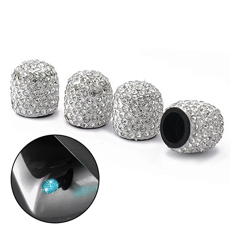 4Pcs Diamond Car Tire Valve Caps Shining Dust-Proof Wheel Valve Cover Vehicle Bling Crystal Valve Cap Car Styling Accessories