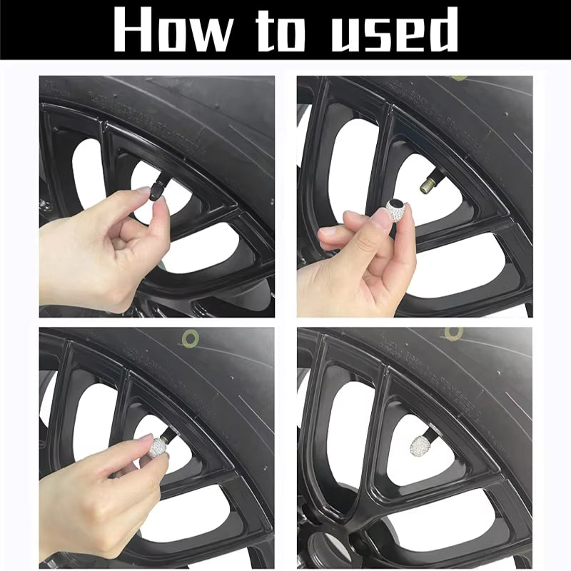 4Pcs Diamond Car Tire Valve Caps Shining Dust-Proof Wheel Valve Cover Vehicle Bling Crystal Valve Cap Car Styling Accessories