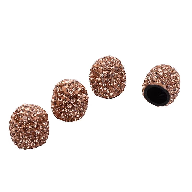 4Pcs Diamond Car Tire Valve Caps Shining Dust-Proof Wheel Valve Cover Vehicle Bling Crystal Valve Cap Car Styling Accessories