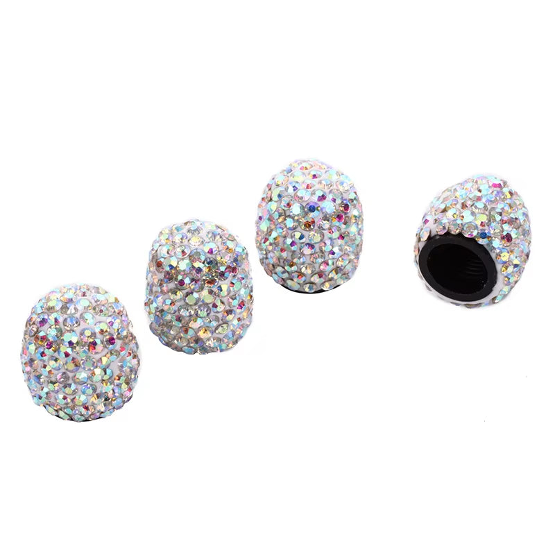 4Pcs Diamond Car Tire Valve Caps Shining Dust-Proof Wheel Valve Cover Vehicle Bling Crystal Valve Cap Car Styling Accessories